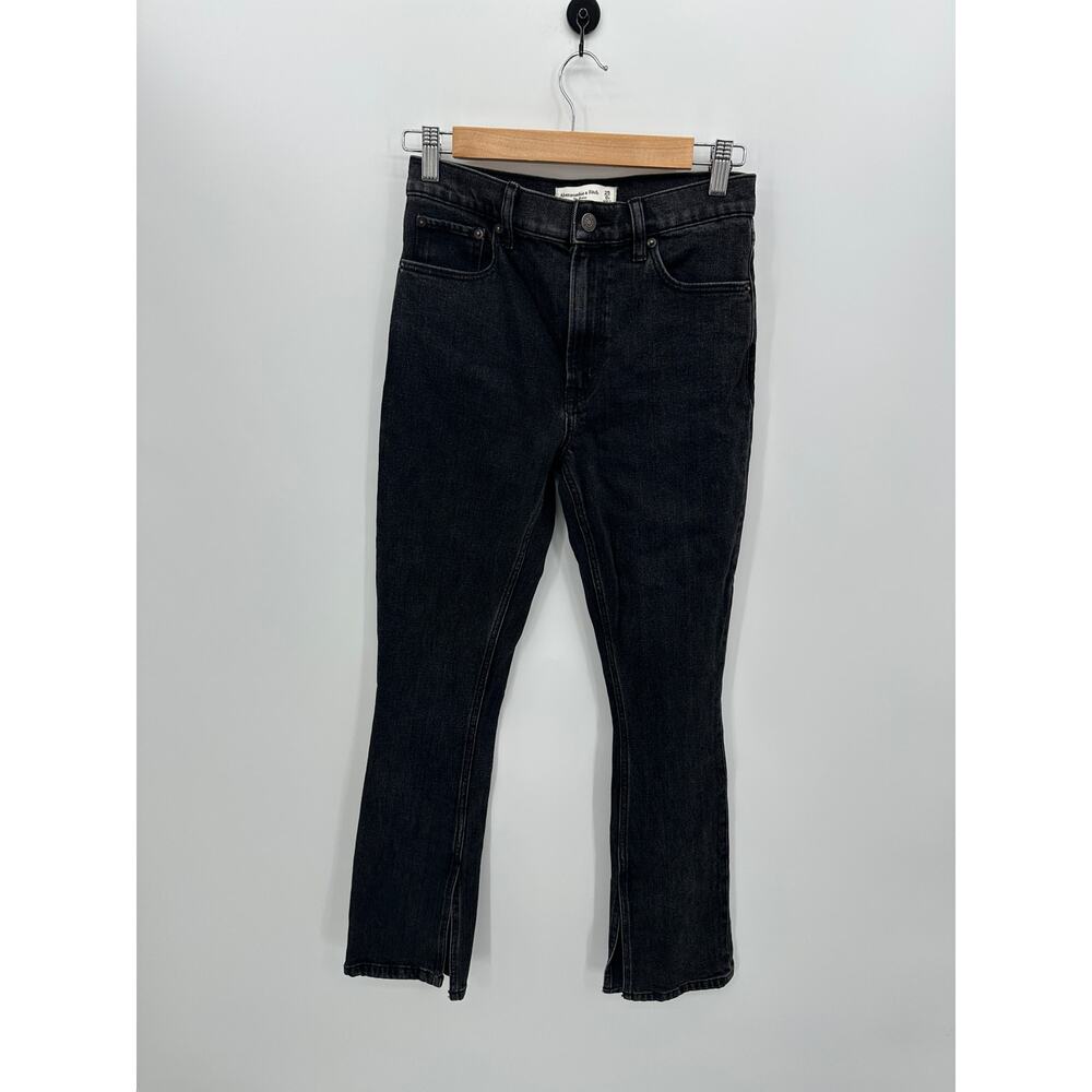 Abercrombie & Fitch The Skinny High Rise Black Ankle Slit Jeans 25/0S DZ15